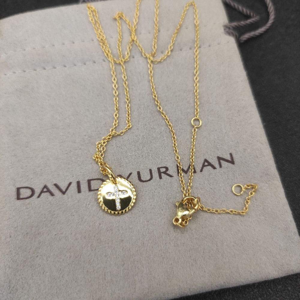 David Yurman Cross Round Pendant Necklace